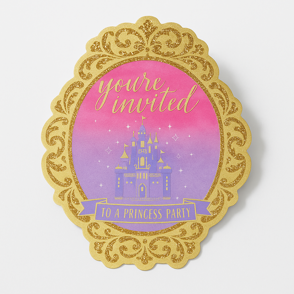 Disney Princess "Once Upon a Time" Glitter Invitations - 8 Pk