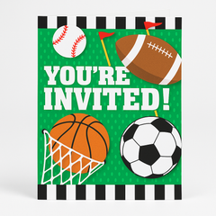 All Star Sports Birthday Party Invitations
