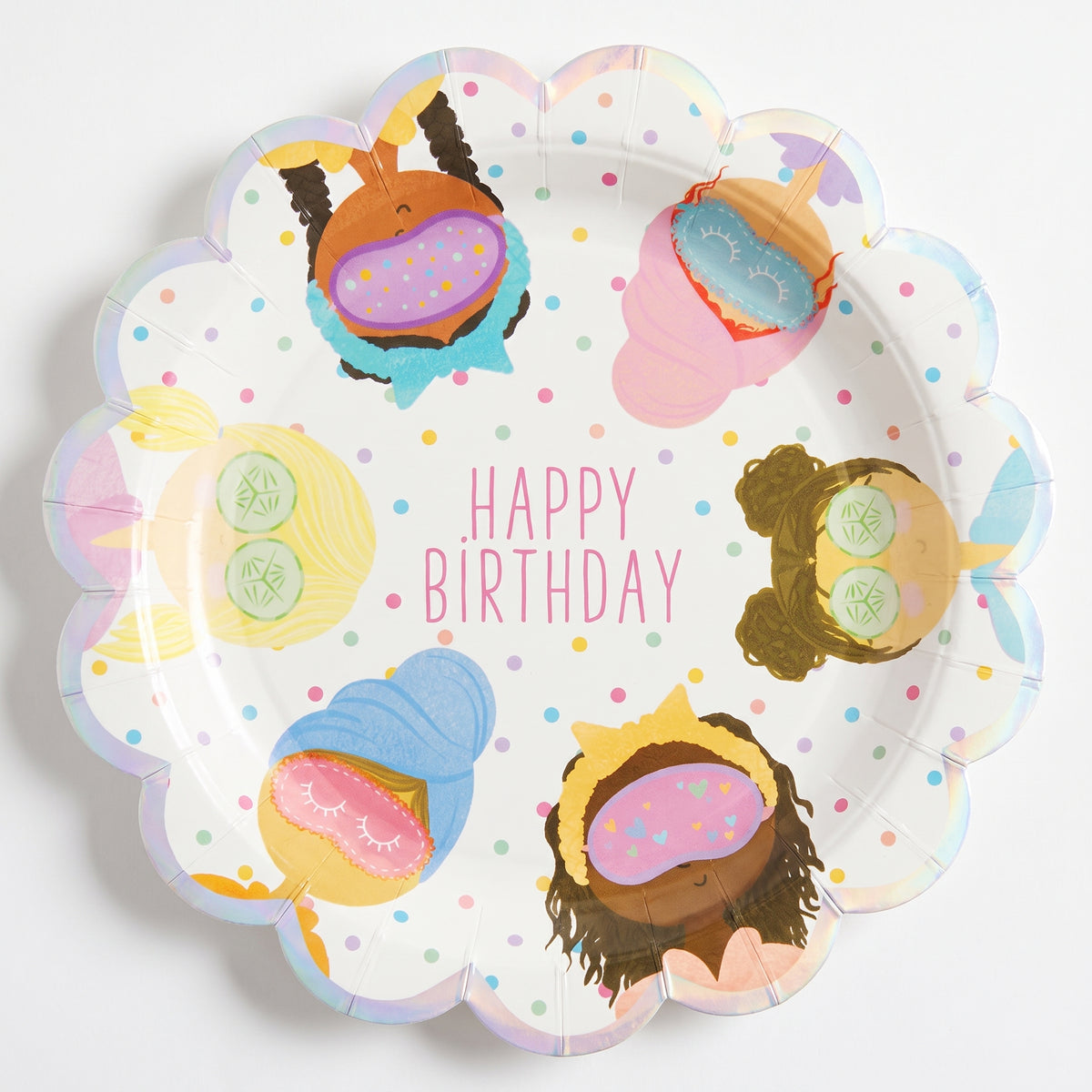 Spa Party 9" Round Iridescent Plates - 8 Pack
