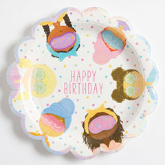 Spa Party 9" Round Iridescent Plates - 8 Pack