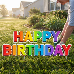 Vibrant Rainbow "Happy Birthday" Yard Sign