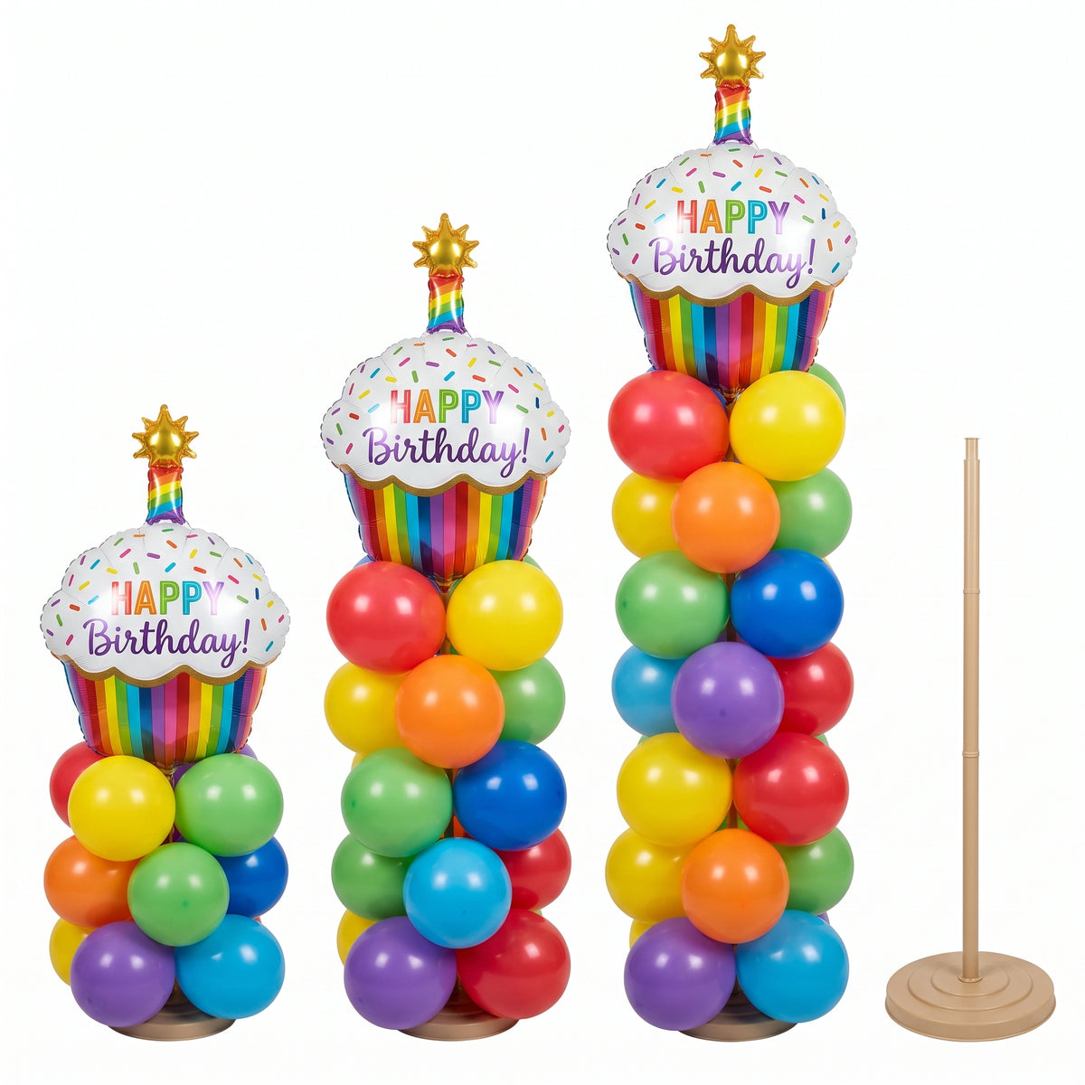 Mini Balloon Column Kit - Birthday Cupcake Design