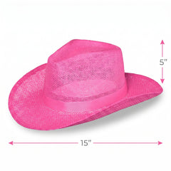 Bright Pink Straw Cowboy Hat - One Size