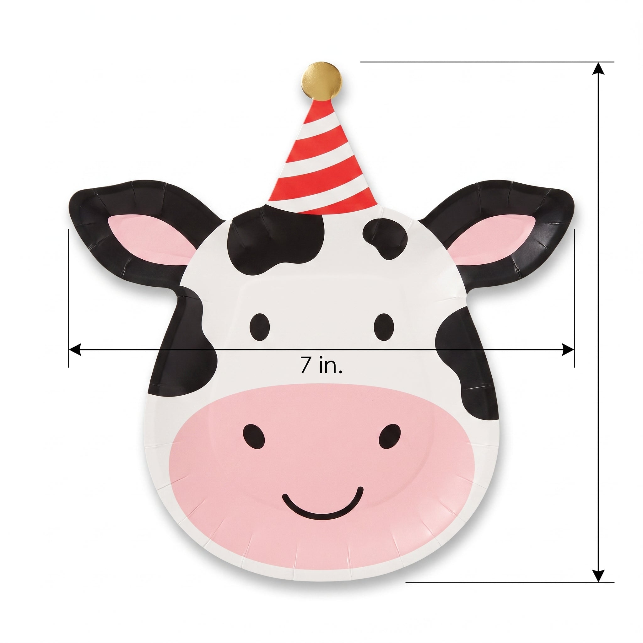 Cow-Shaped Barnyard Birthday Dessert Plates, 7-Inch, 8-Pack