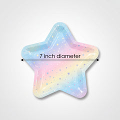 Iridescent Star-Shaped Paper Dessert Plates - 7-Inch, 8-Pack