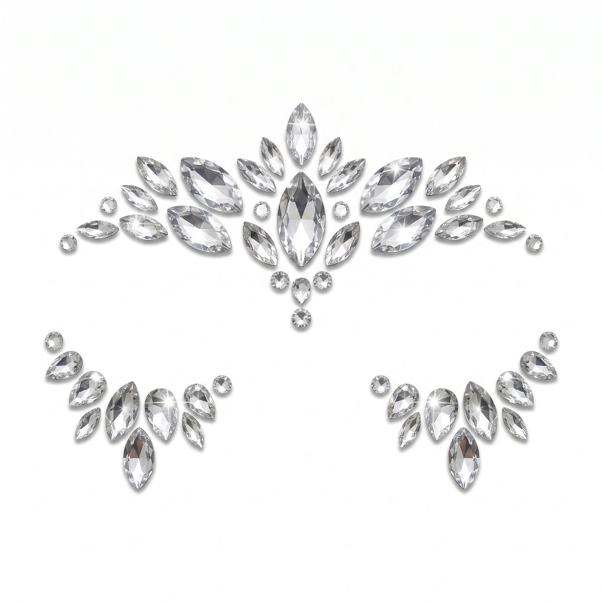 Silver Self-Adhesive Face Jewels - 1.5" x 4.5"