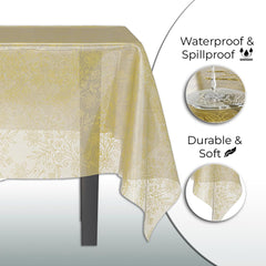 Premium Gold Floral Plastic Table Covers | 12 Count