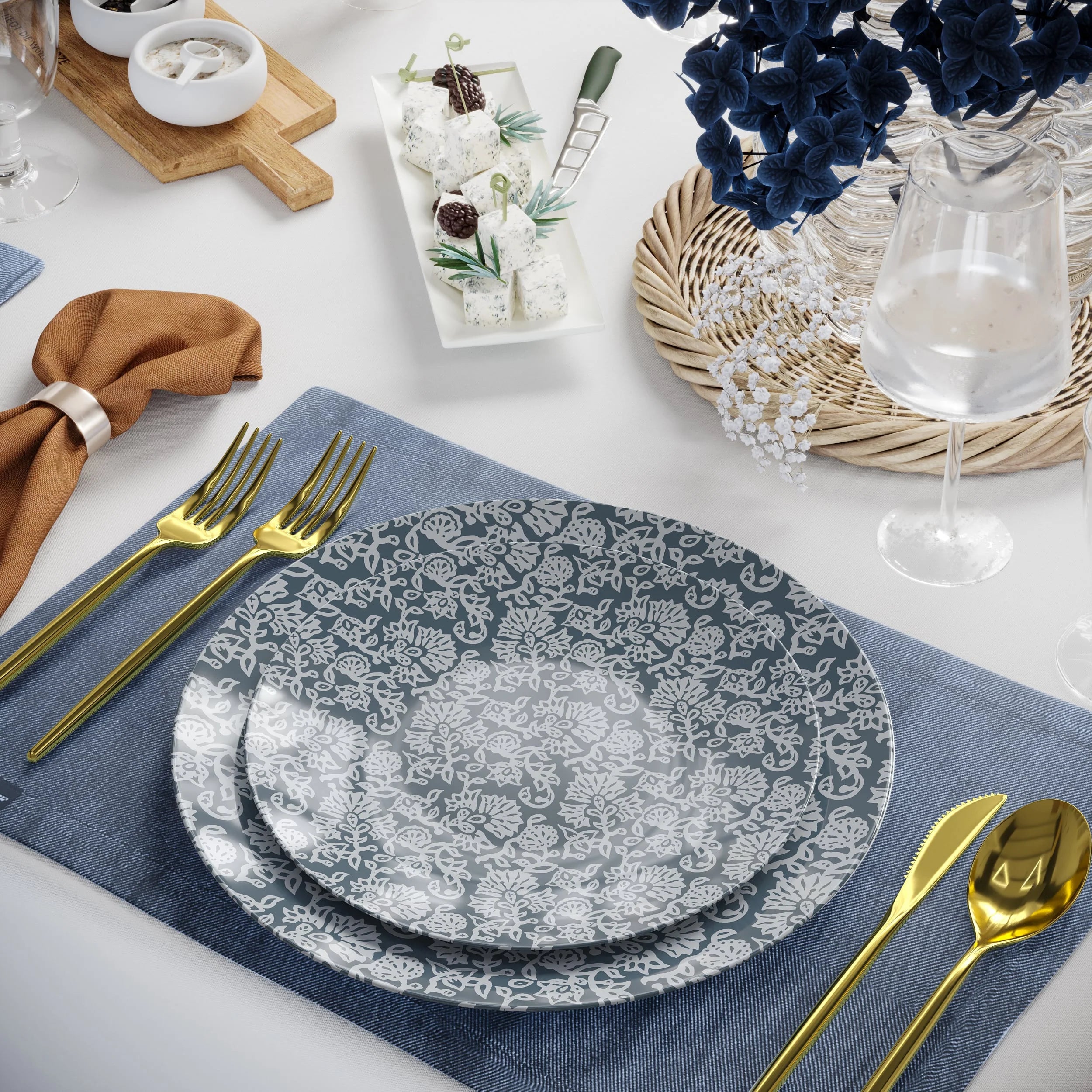 10" Garden Damask Design Plastic Plates (10)