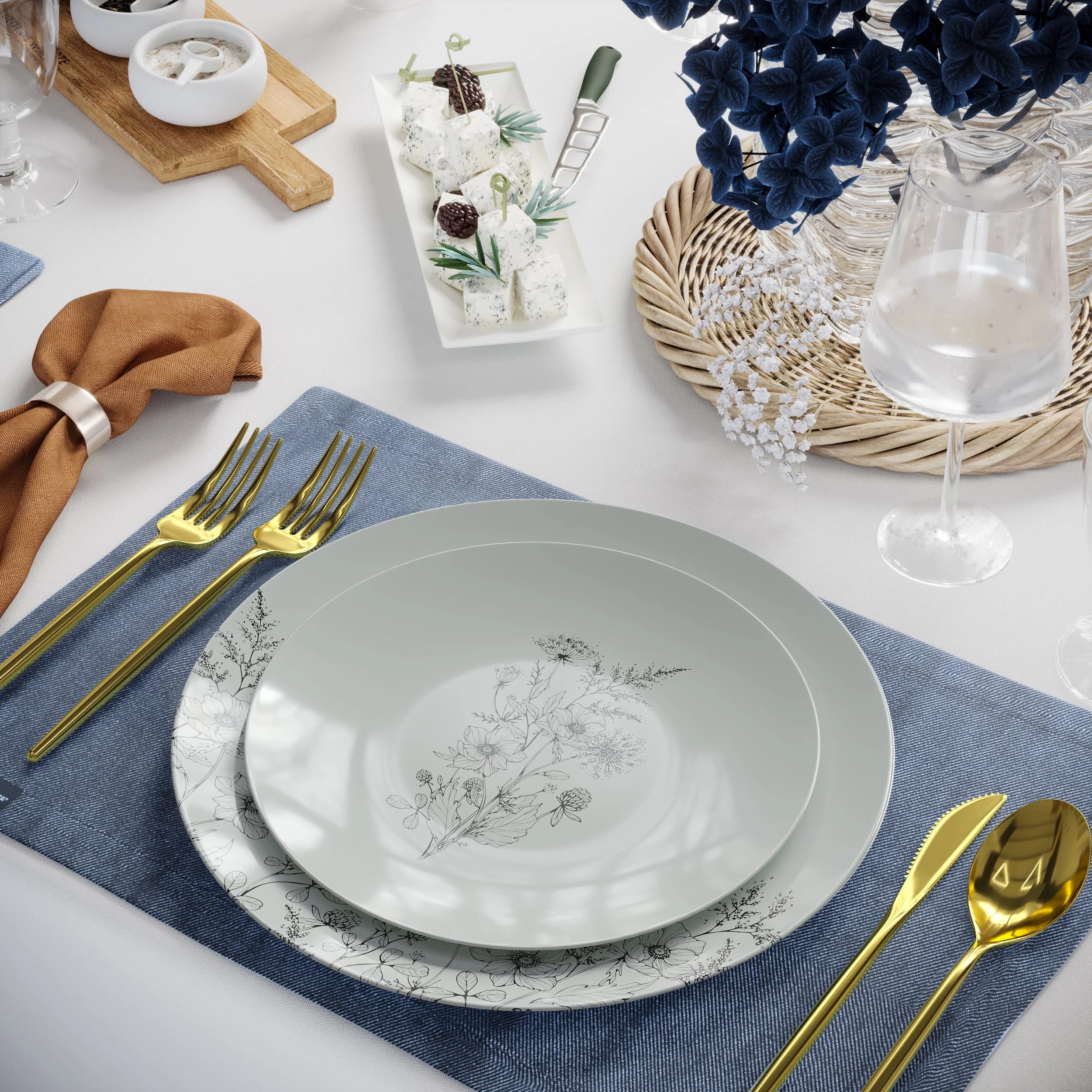 8" Dandelion Bloom Design Plastic Plates (10)