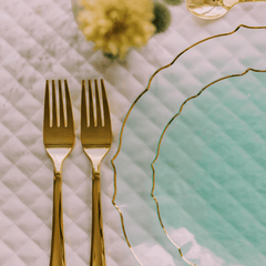 10 In. Mint/Gold Petal Plates | 120 Count