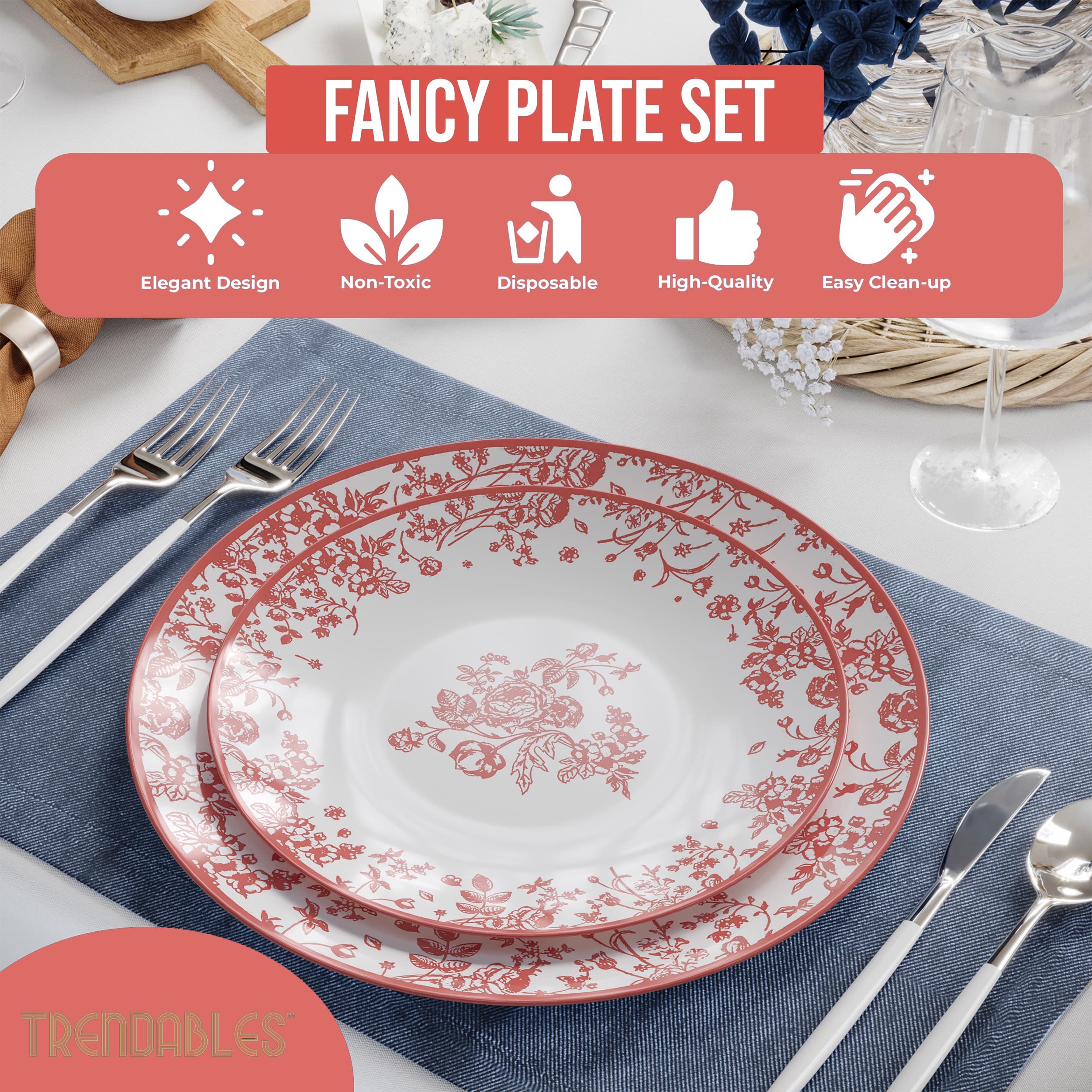 8 In. Toile Plastic Plates | 120 Count