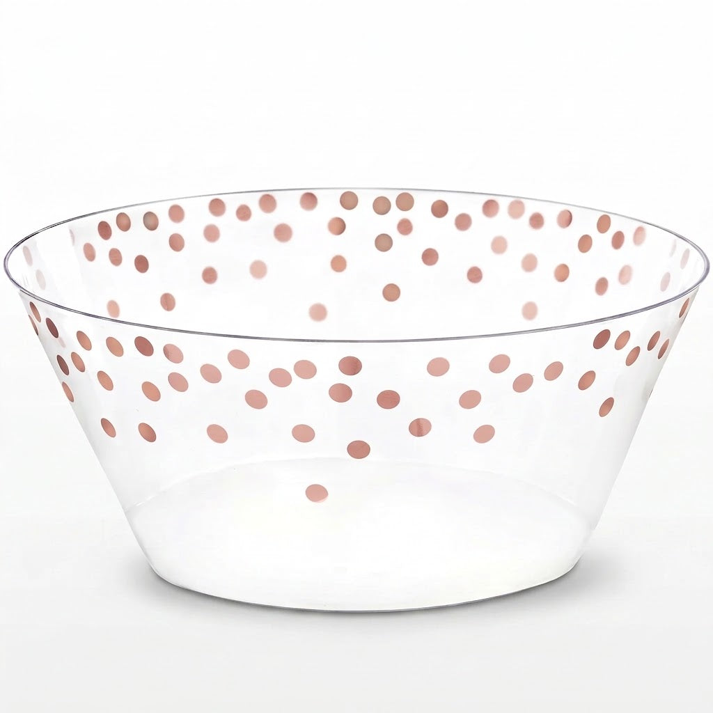 Rose Gold Polka Dot Large Plastic Serving Bowl - 116 Oz.