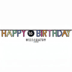 Neon Happy Birthday Banner with Customizable Age