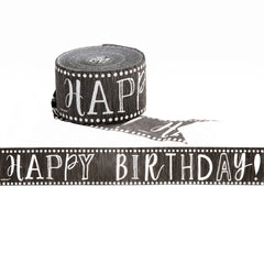 "Happy Birthday" Chalkboard-Style Crepe Paper Streamer, 81 ft