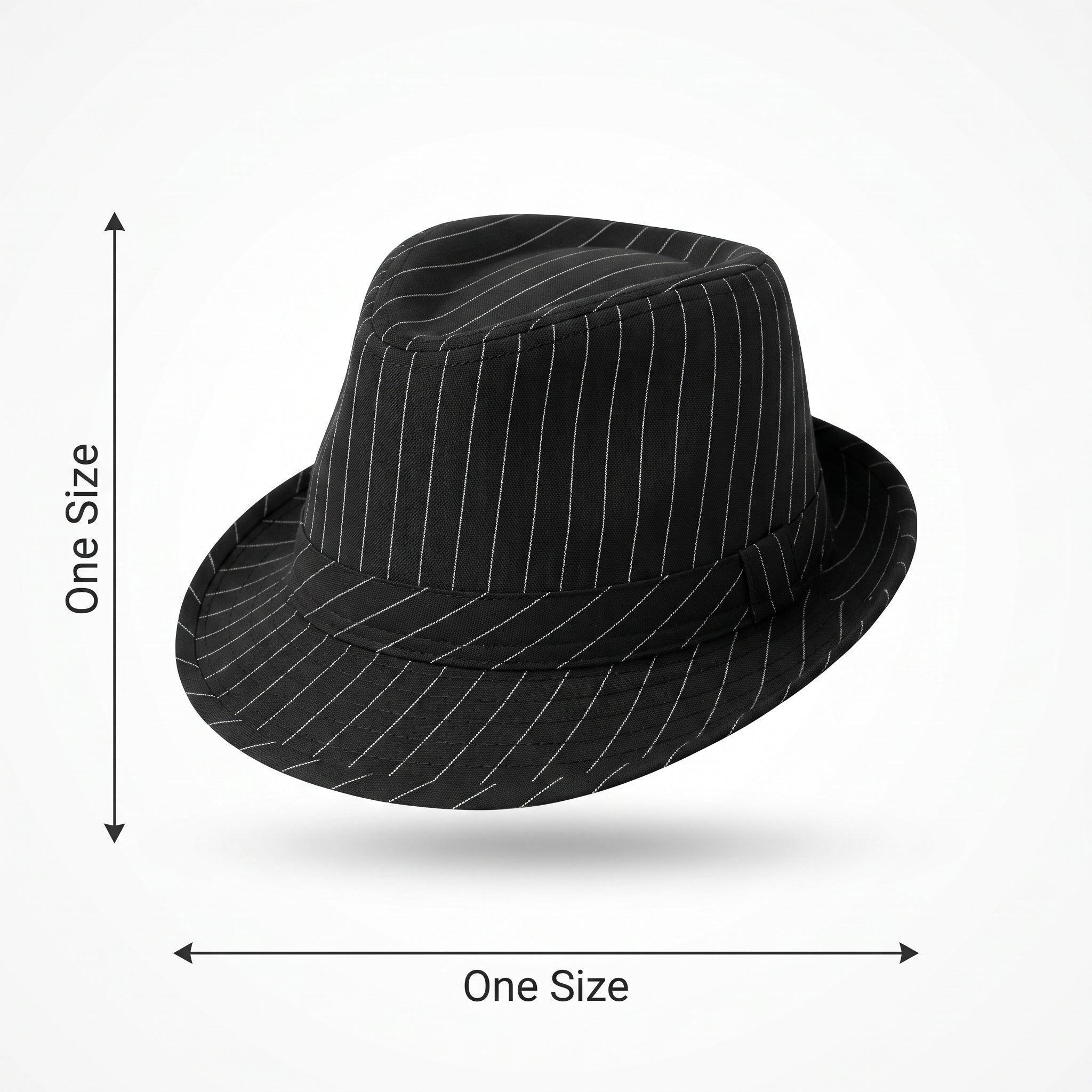 Classic Black & White Pinstripe Fedora Hat