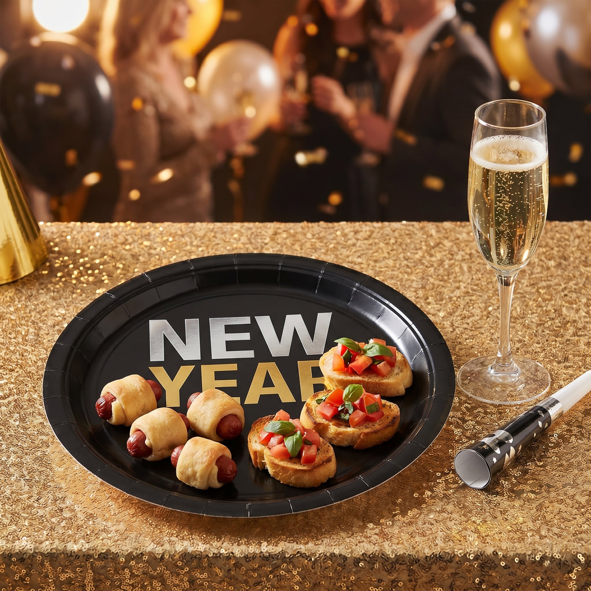 Bubbly New Year's Eve 8.5" Round Paper Plates