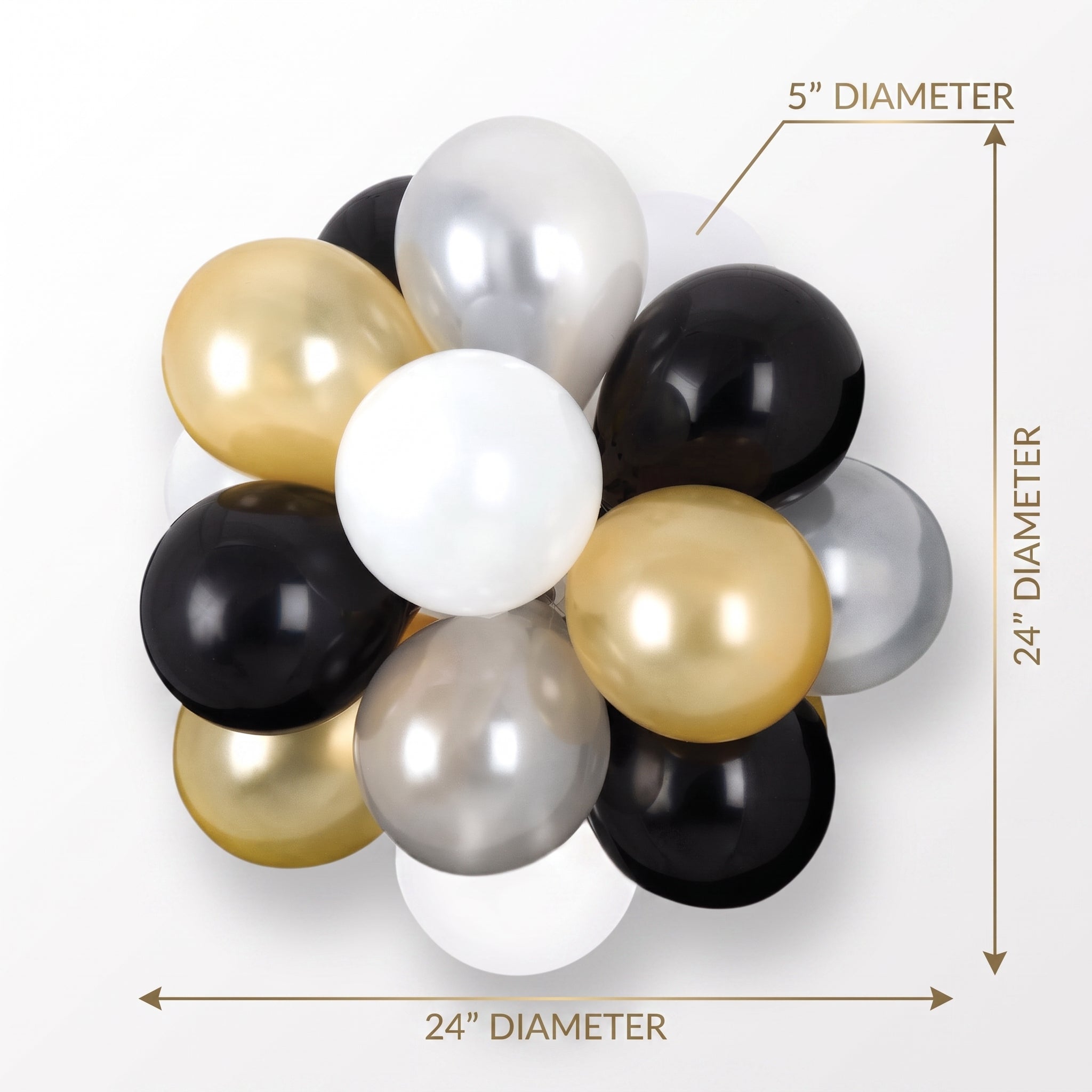 Elegant Sphere Balloon Chandelier Kit - Black, Gold, Silver & White