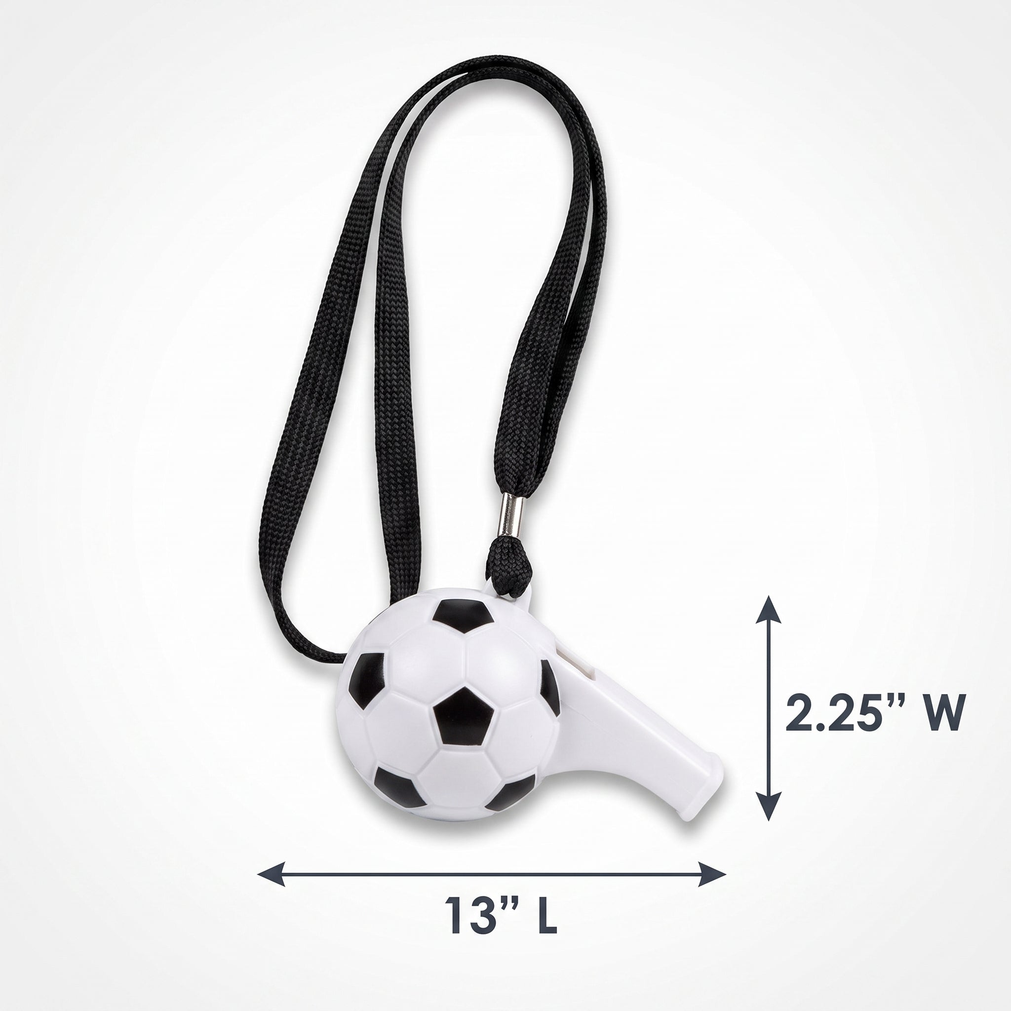 Soccer Ball Party Whistles with Lanyards, 8-Pack