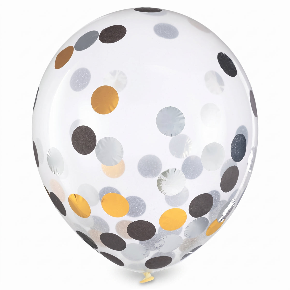 Elegant Confetti Latex Balloons - 12" Black, Silver, and Gold (6 Pack)