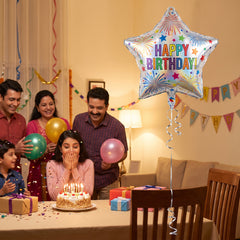 Star-Shaped Happy Birthday Foil Balloon