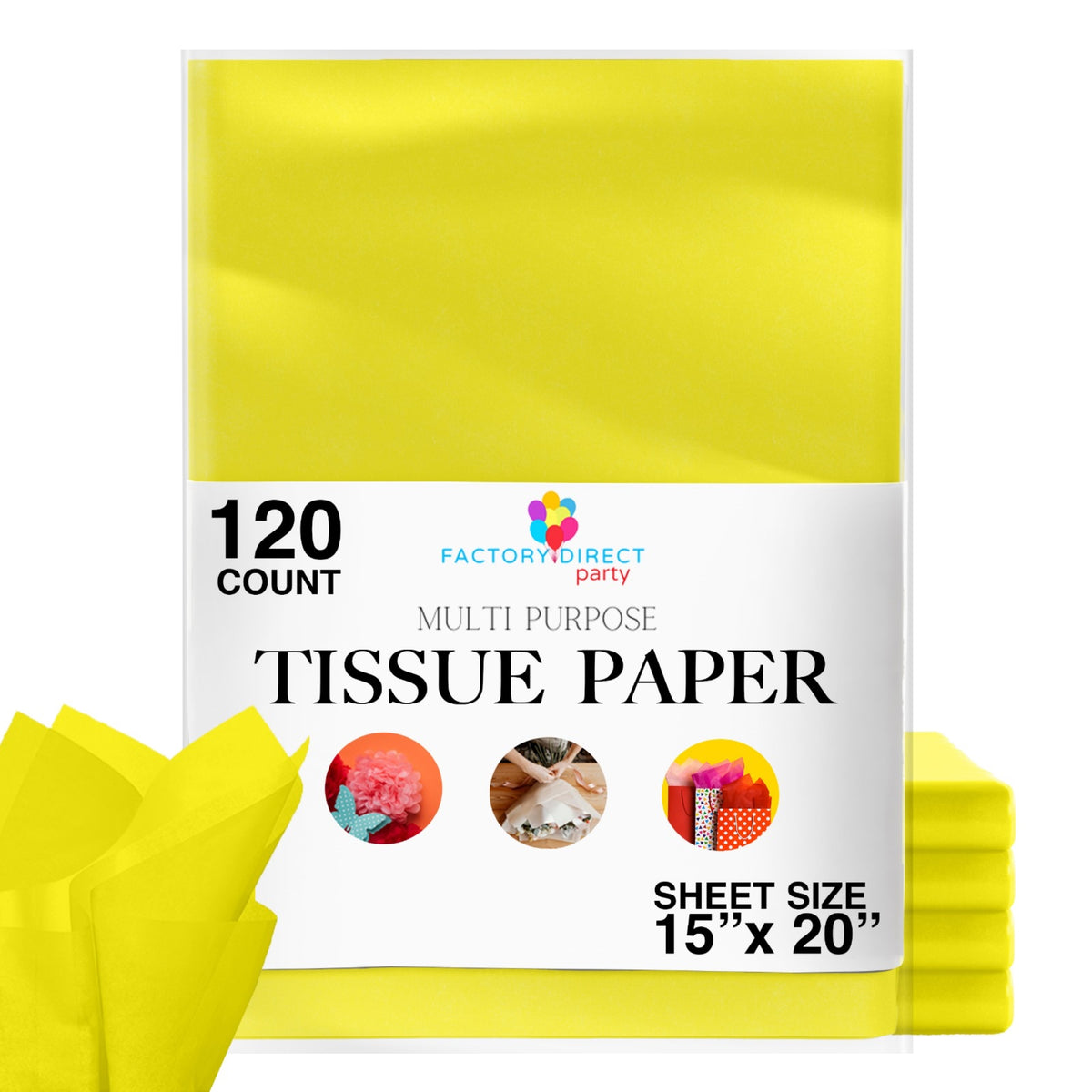 Yellow Tissue Paper 15 In. x 20 In. | 120 Sheets