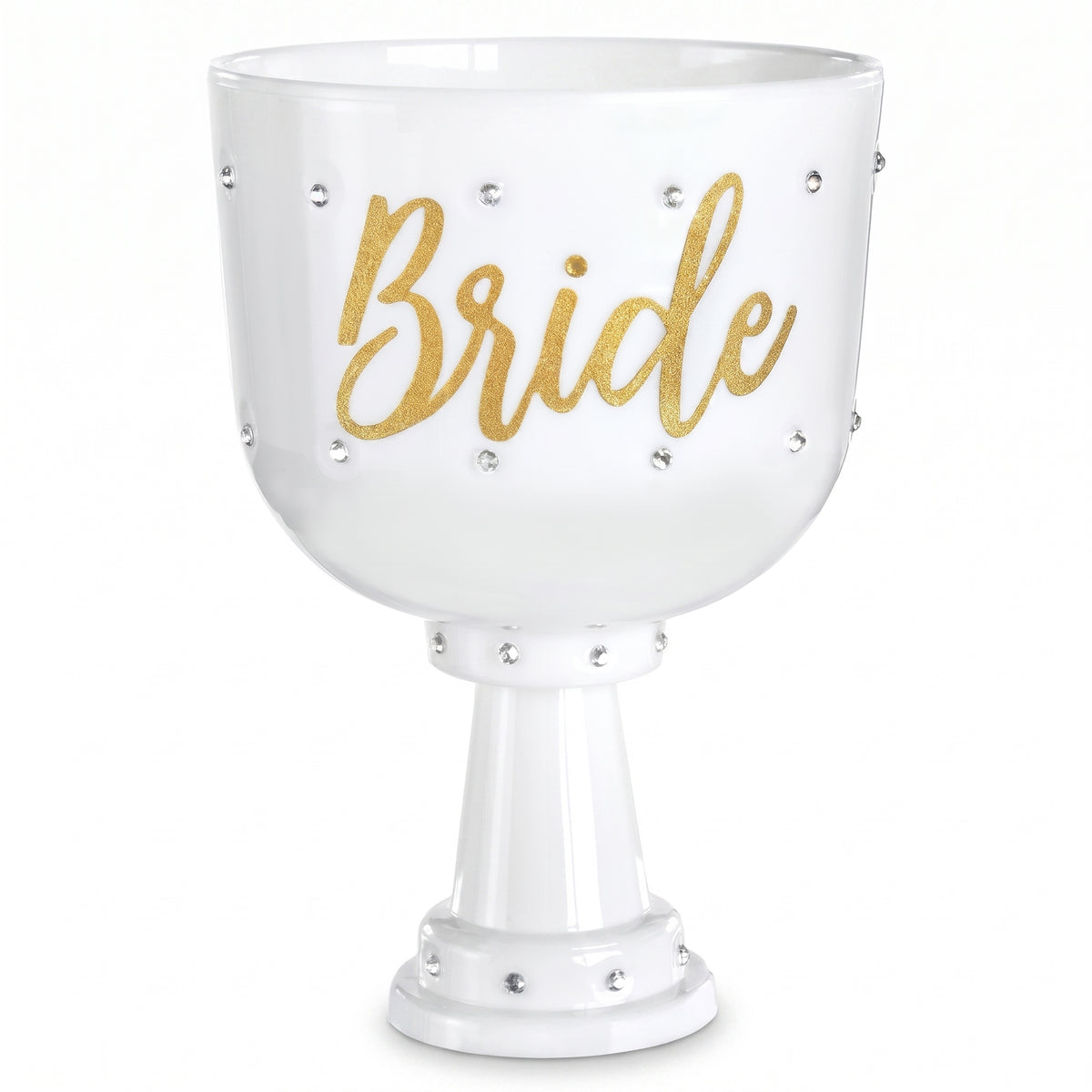 "Bride" Gemstone-Accented Goblet Cup, White, 26 oz