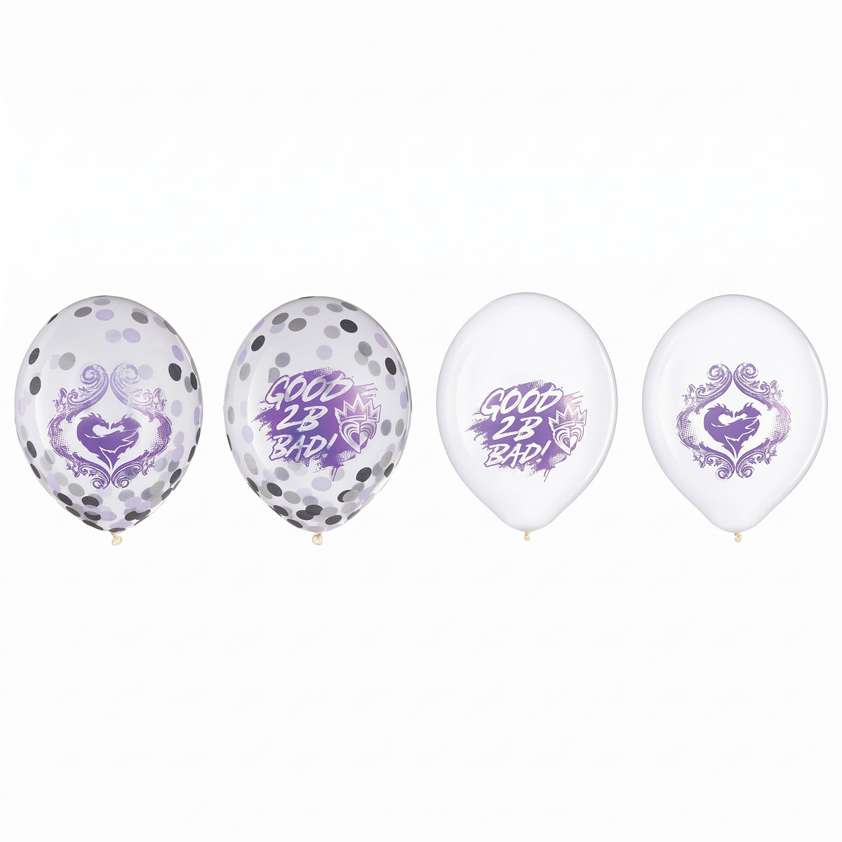 Disney Descendants 3 Confetti Latex Balloons, 12-Inch, 6-Pack