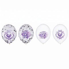 Disney Descendants 3 Confetti Latex Balloons, 12-Inch, 6-Pack