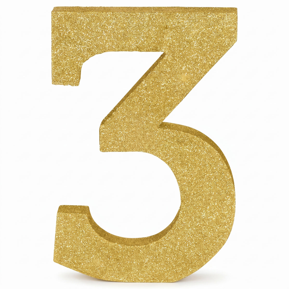 Glitter Gold Number 3 Sign, 10-Inch, Birthday Party Decoration