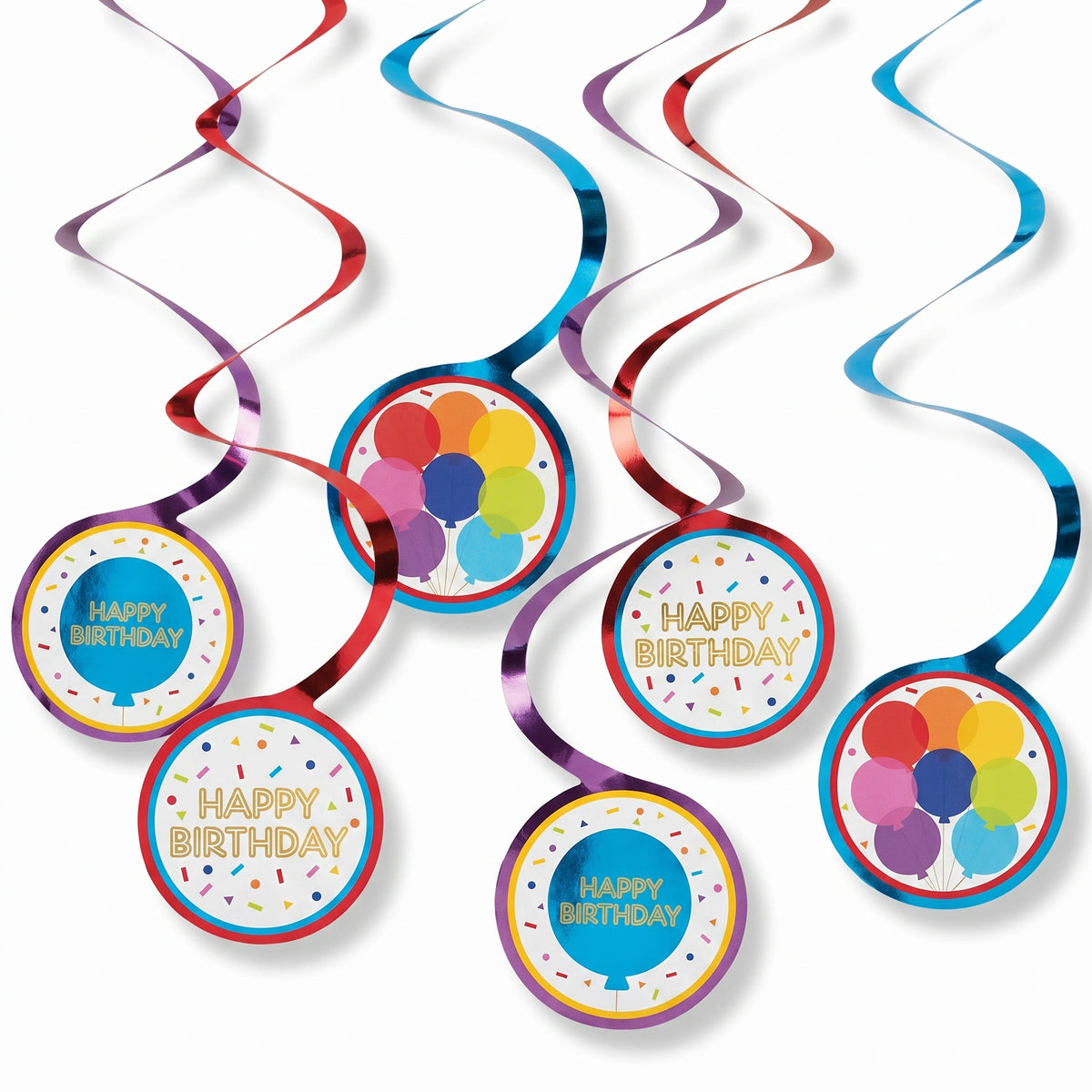 Vibrant Metallic Spiral Rainbow Hanging Decorations