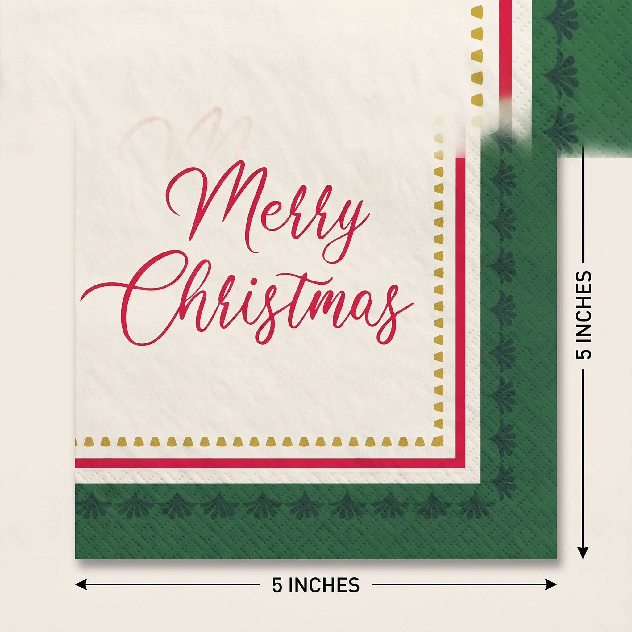 Elegant Evergreen Christmas Beverage Napkins, 40 Count - 5 In. X 5 In.