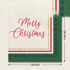 Elegant Evergreen Christmas Beverage Napkins, 40 Count - 5 In. X 5 In.