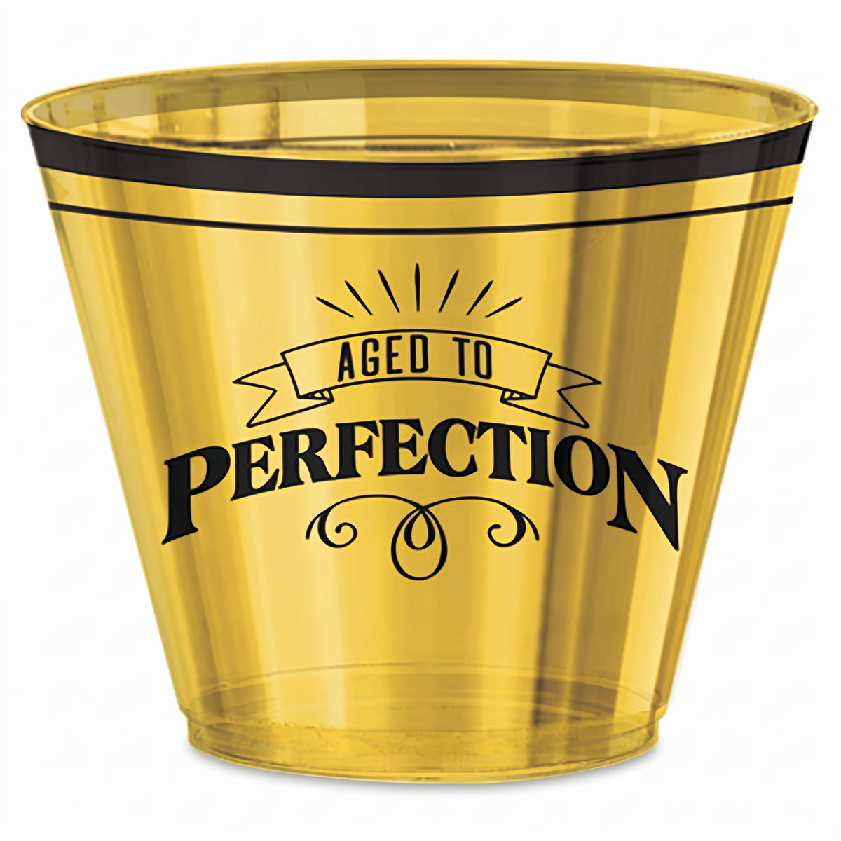 "Aged To Perfection" Gold Birthday Plastic Cups - 9 oz, 30 Pack