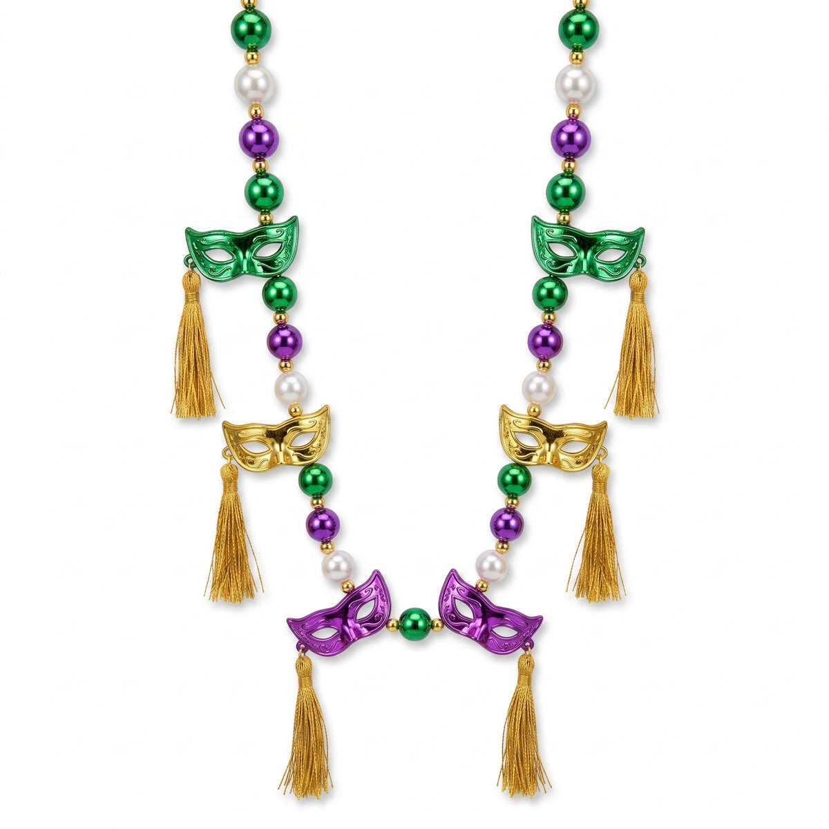 Mardi Gras Masquerade Mask Bead Necklace