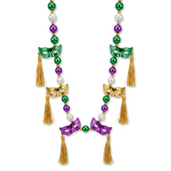 Mardi Gras Masquerade Mask Bead Necklace