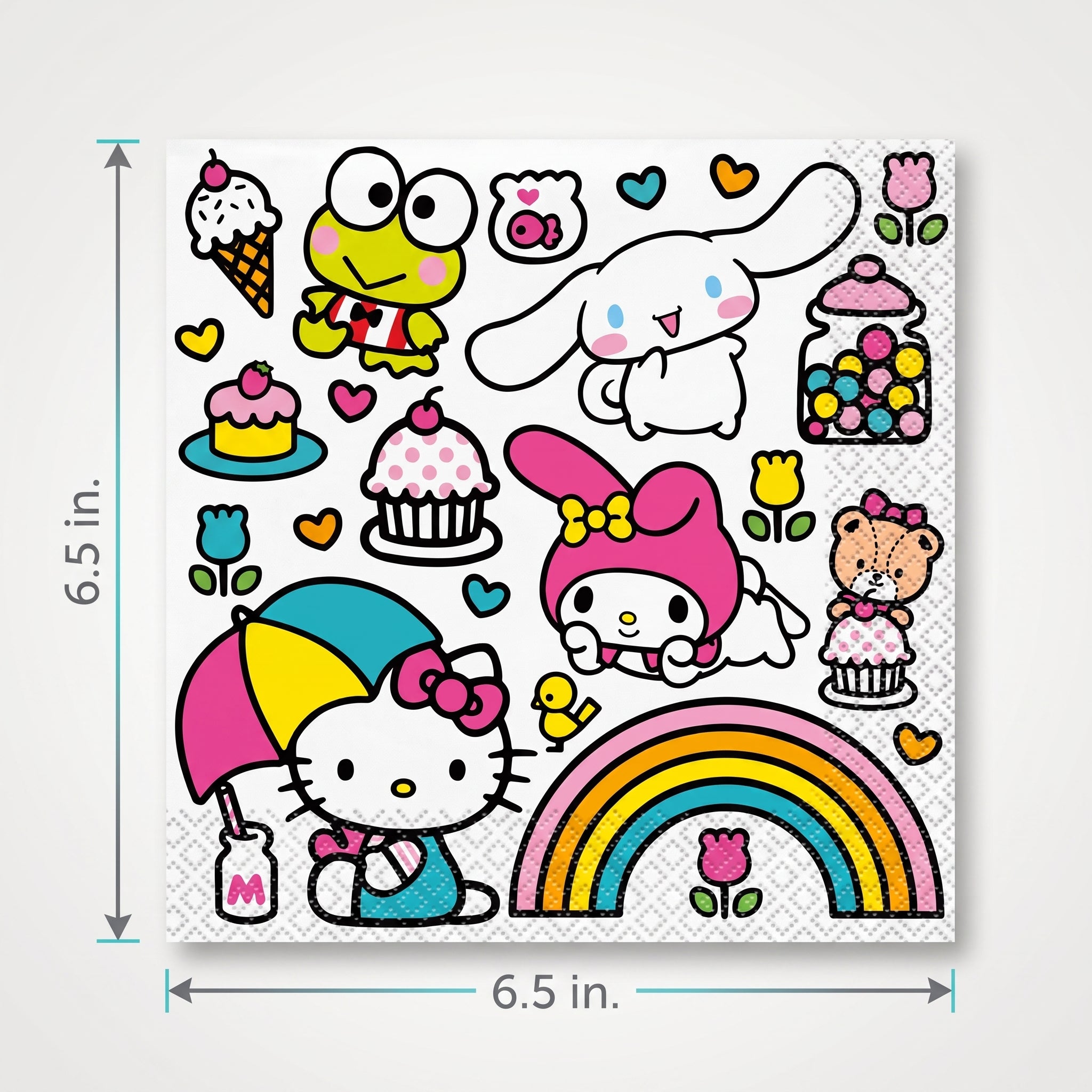 Hello Kitty & Friends Lunch Napkins - 6.5 In. x 6.5 In. - 16 Count
