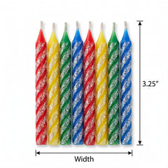 Large Glitter Spiral Birthday Candles - Primary Colors