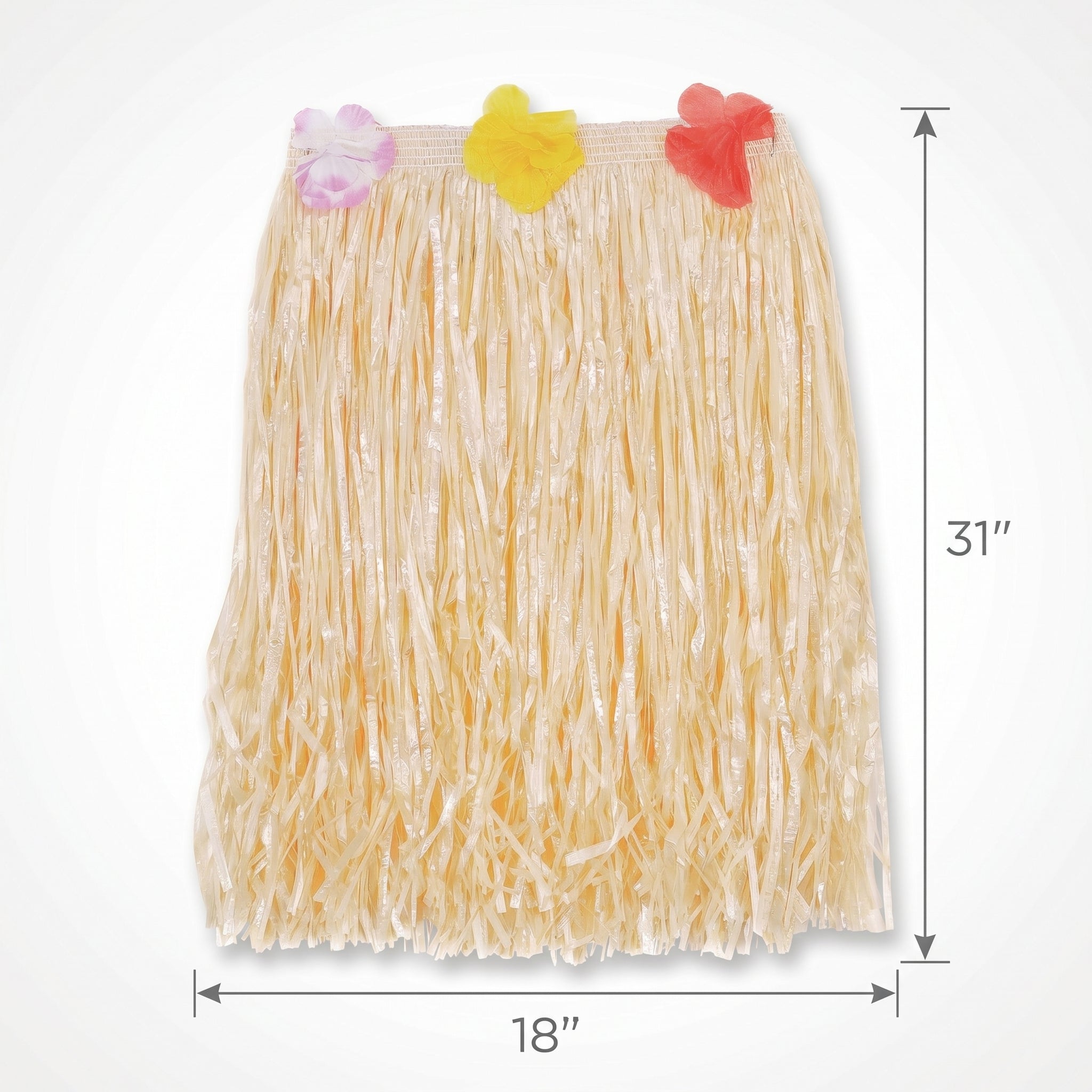 Adult Luau Party Hula Skirt with Floral Waist