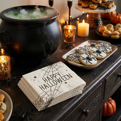 "Happy Halloween" Spider Web Luncheon Napkins - 6.5 In. x 6.5 In. - 40 Pack