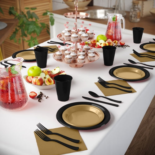 350 Pcs New Years Eve Disposable Tableware Set