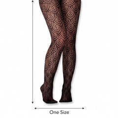 1920s Art Deco Scallop Print Flapper Pantyhose