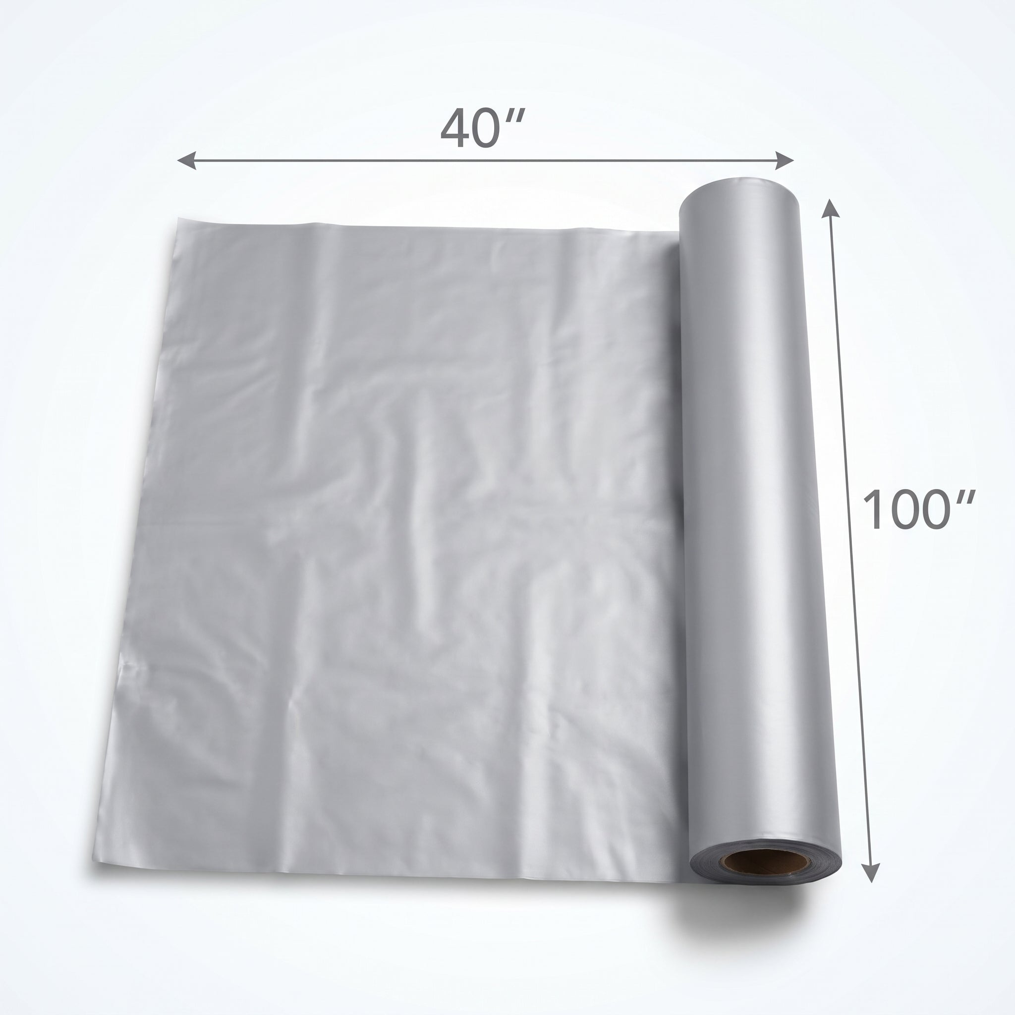 Silver Plastic Table Cover Roll - 40" x 100' for Versatile Event Use