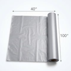 Silver Plastic Table Cover Roll - 40" x 100' for Versatile Event Use