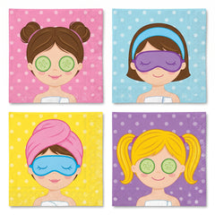 Spa Party Hot Stamped Beverage Napkins - 9.75 In. x 9.75 In., 9.75-Inch, 16-Pack