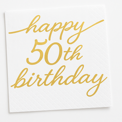 Golden Age "Happy 50th Birthday" Beverage Napkins - 16 Pack