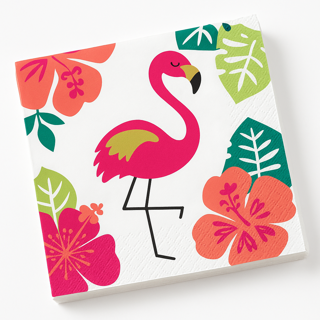 Aloha Flamingo Tropical Beverage Napkins, 16-Pack, 5-Inch, 2-Ply