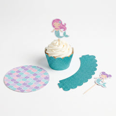 Shimmering Mermaid Cupcake Decorating Kit with Liners and Picks