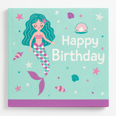 Mermaid Birthday Beverage Napkins