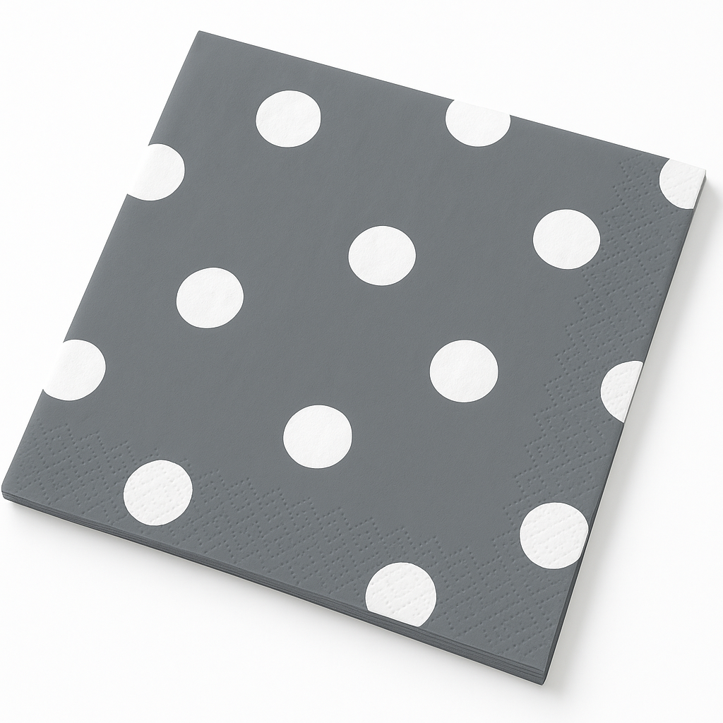 Sophisticated Silver Dot Border Beverage Napkins