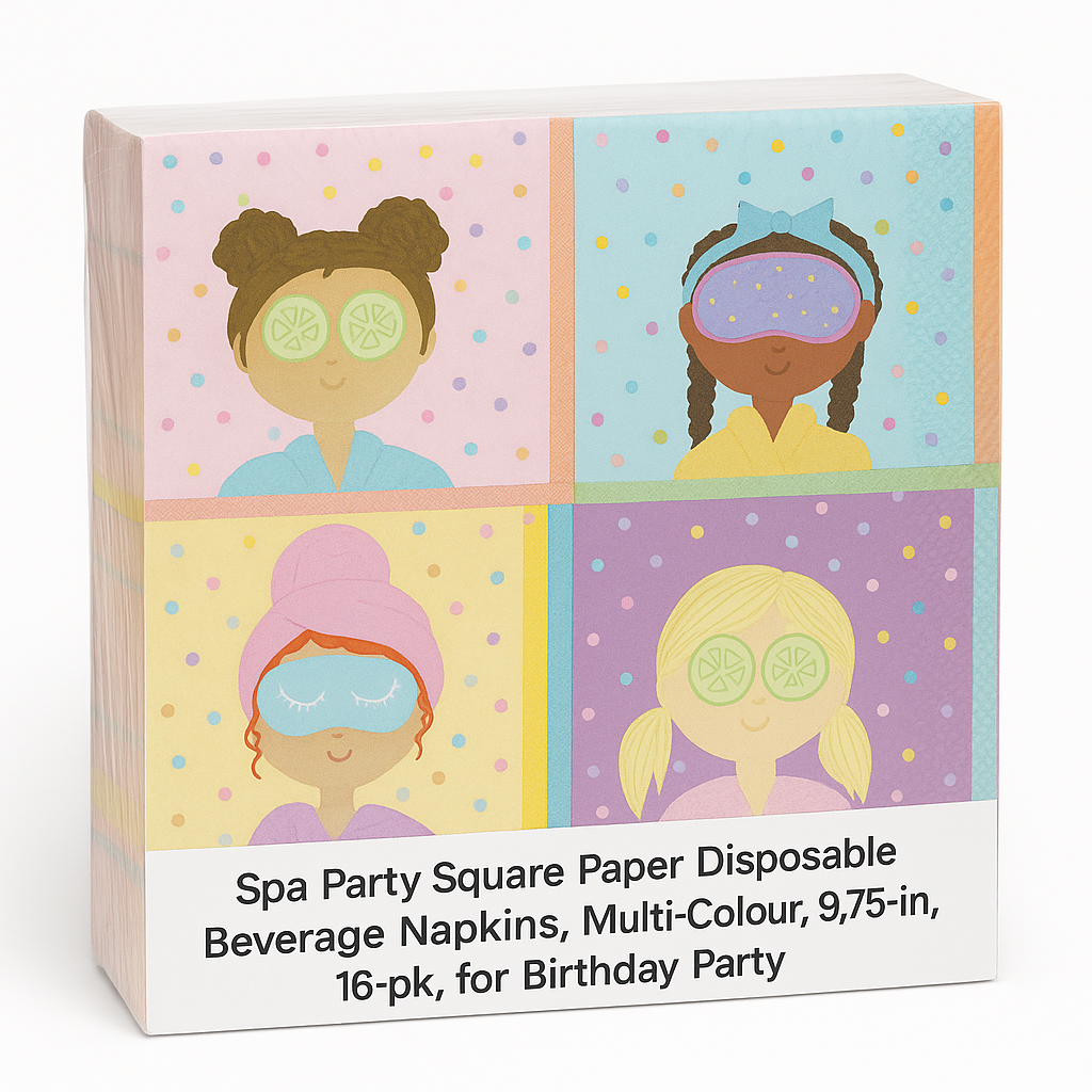 Spa Party Hot Stamped Beverage Napkins, 9.75-Inch, 16-Pack